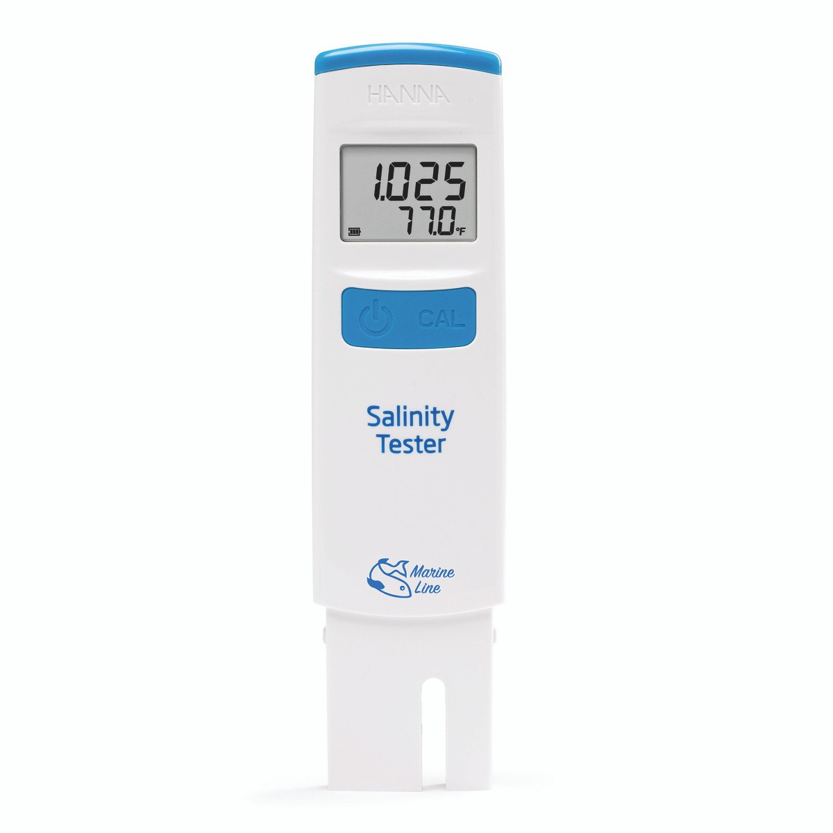 Marine Salinity Tester HI98319 digital meter displaying seawater salinity in ppt