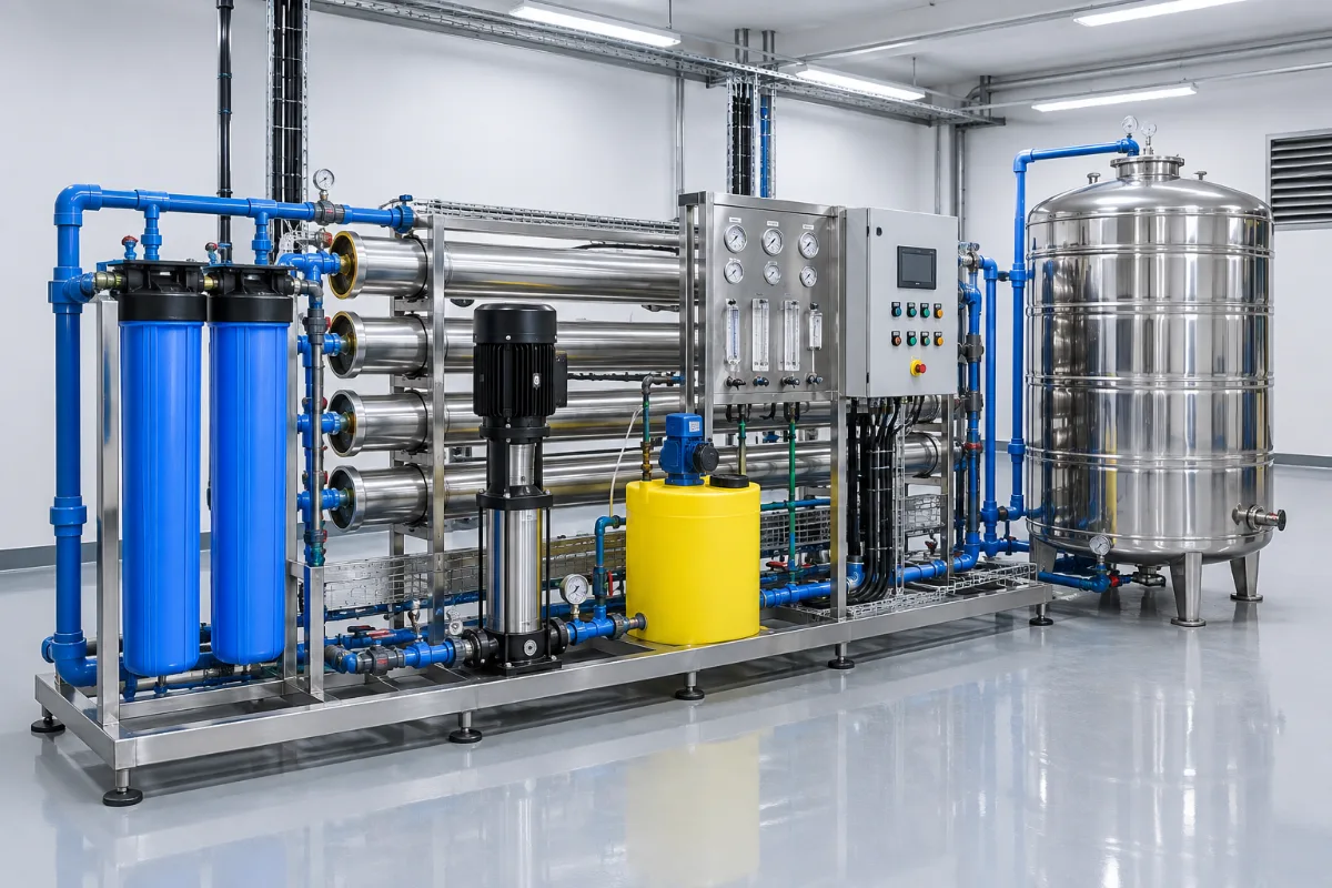 Boiler water treatment in Oman: softener, RO and dosing skid