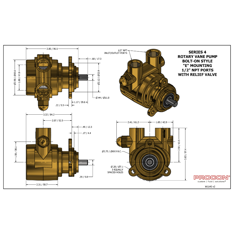 Procon Rotary Vane Pump 1 HP 2